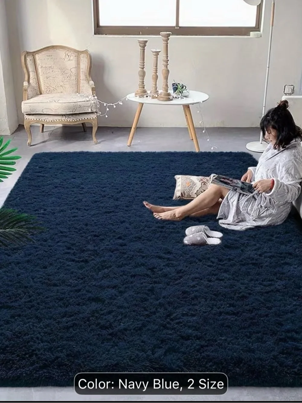 Navy Blue Luxurious Fluffy Shag Rug Ultra Soft,Plush,Fuzzy, Durable 4x6ft